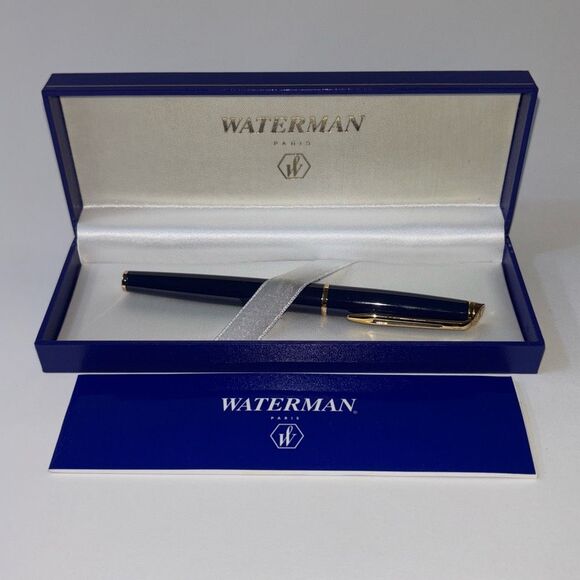 Waterman Paris Blue Ballpoint Pen (Accu Check advertising) in box gold - Picture 1 of 7